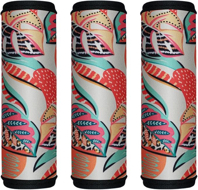 HEYSKAY 3pcs Neoprene Luggage Handle Wrap for Suitcase Identifier Travel Bag Wraps Luggage ID Tags Refrigerator Oven Door Handle Covers (Leaviesx3)