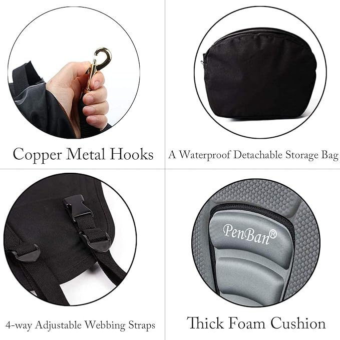 Universal Deluxe Kayak Seat Cushion with Storage Bag for Kayak,Padded Boat,SUP,Canoe,Fishing Boat,Seats with 4 Adjustable Straps