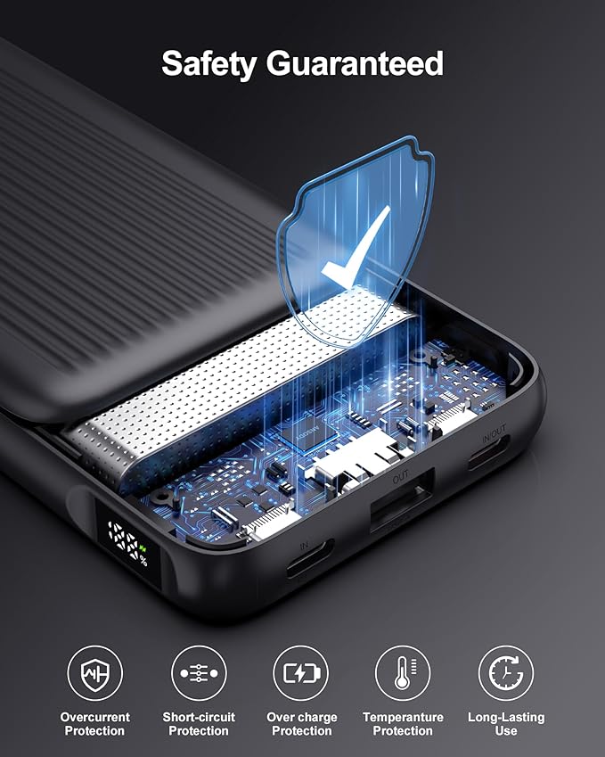 2-Pack 10000mAh Power Bank Fast Charging, 22.5W Compact USB C Portable Charger with 2 Outputs & 2 Inputs, LED Display Battery Pack Compatible with iPhone Samsung iPad Tablets, Blue & Pink