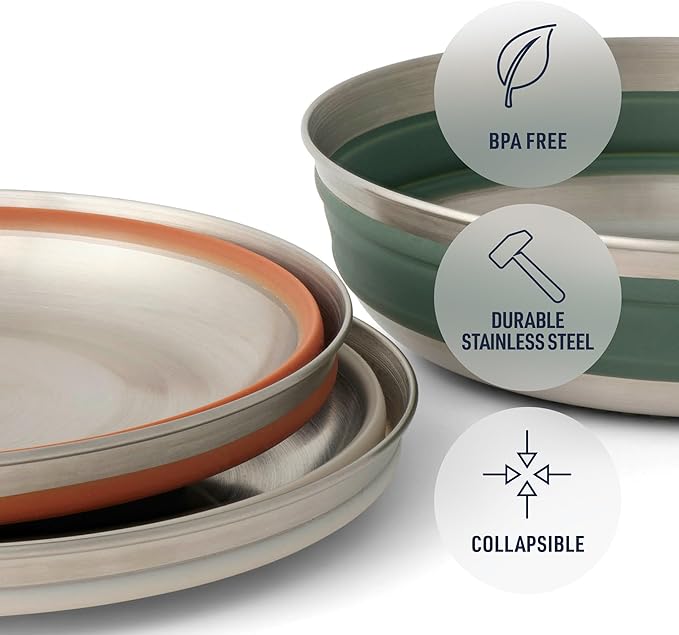 Sea to Summit Detour Stainless Steel Collapsible Bowl, Large (31 fl oz), Moonstruck Grey