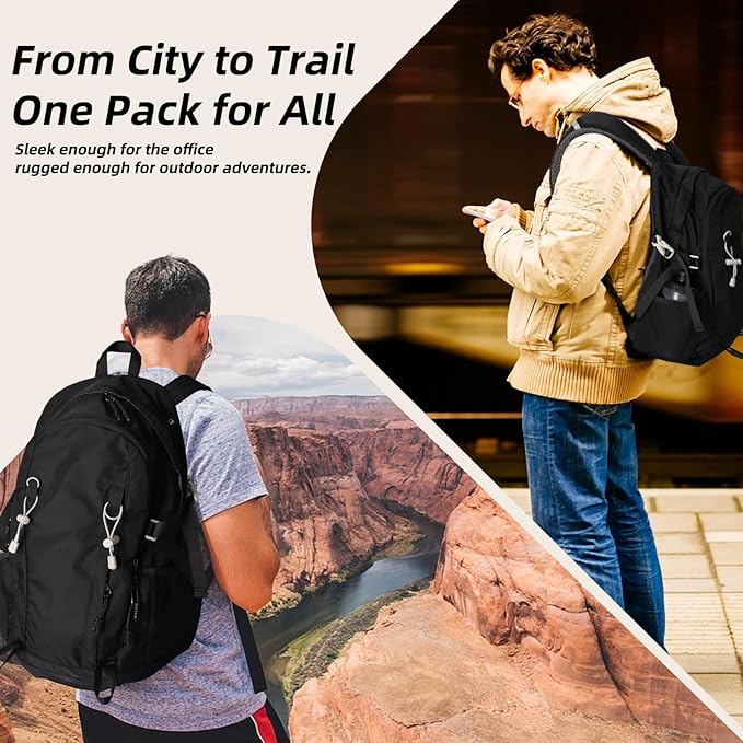 27L Lightweight Everyday Outdoor Backpack for Men and Women, Dual-Use Daypack Fits 16 Inch Laptop, Ideal for Commuting, Travel, Hiking, Business, School and Gym