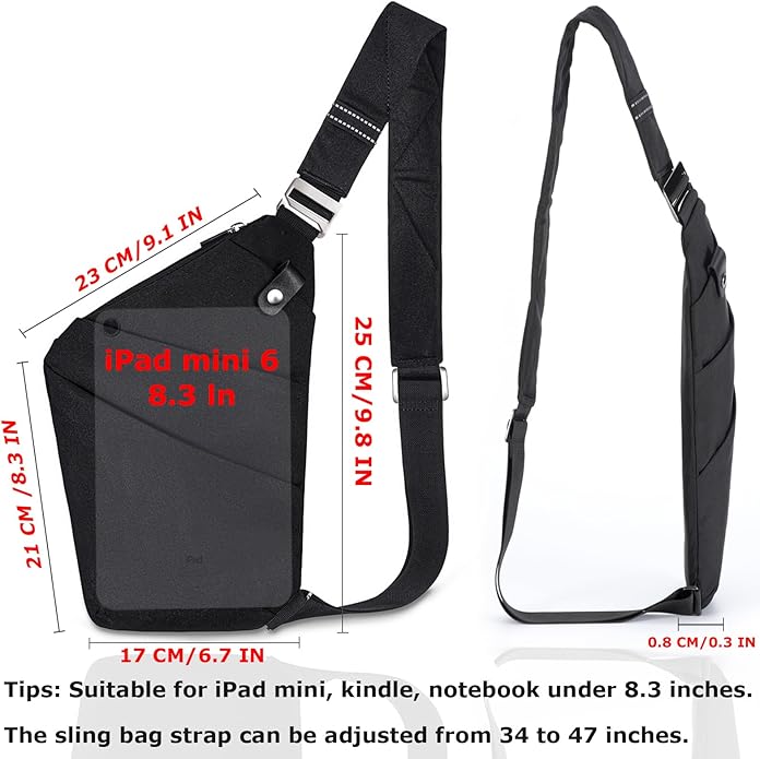 Sling Bag Cross Body Bag, Anti Theft Crossbody Bags for Travel Lightweight Chest Shoulder Bags for Women Men