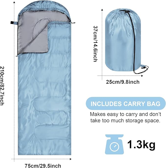 Tudomro 2 Pcs Camping Sleeping Bag for Adults, Lightweight Packable Waterproof Camping Gear Equipment to Keep Warm for Spring Summer Fall Indoor Outdoor Backpacking Hiking Travel