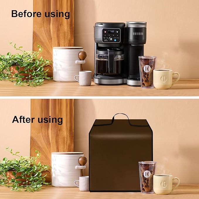 Cold Brew Coffee Maker Cover Drip Coffee Maker Lid Waterproof Antistatic Nylon Case for K-Duo Gen2/K-Cup Gen1 Hot & Iced Single Serve & Carafe Coffee Make 72oz (Brown)