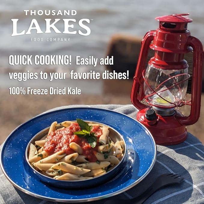 Thousand Lakes Freeze Dried Vegetables - Diced Kale 1 ounce | 100% Kale Flakes | No Salt Added