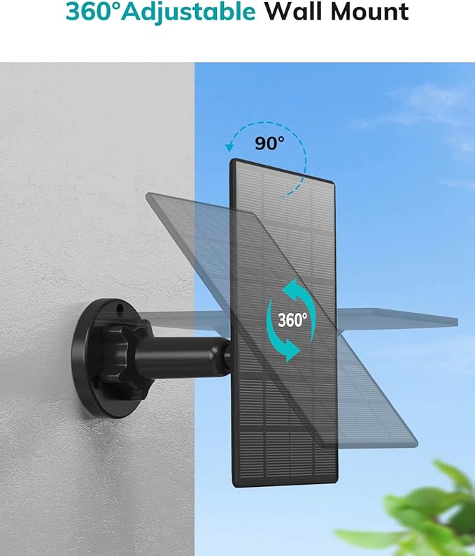 ZUMIMALL 3W Solar Panel for Outdoor Camera Wireless Camera,X2/X1/F5, IP66 Waterproof Solar Panel with 10Ft Type C Charge Cable, Power Supply for Security Camera（Type C Port）