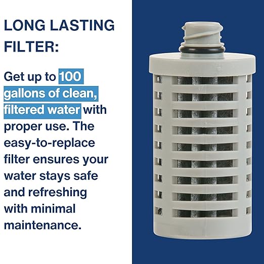 Campbell Ultrafiltration+ On the Go Filter Straw - Reusable, Dishwasher Safe for Hiking, Camping, Travel - Removes 99.9% Water Contaminants, Compatible with Most Mugs, Tumblers, or Most Bottles