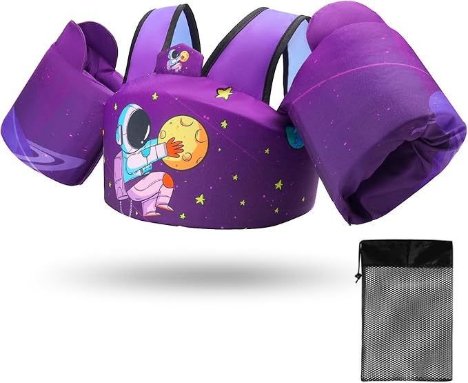 Elejolie Toddler Swim Vest for Child Learn Swiming Training,Infant Safety Swimmies Aid Jacket for Kids 2 3 4 5 6 Years Old,Arm Water Wings for Baby 22-66lbs