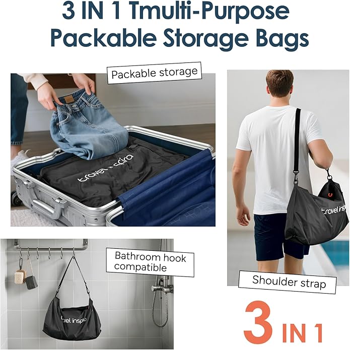 Vacuum Compression Bags IP67 Waterproof with Shoulder Strap Reusable Travel Space Saver for Carry On Suitcases and Backpack