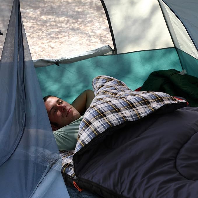 REDCAMP Cotton Flannel Sleeping Bag for Camping Backpacking, Adults Cold Weather Envelope Sleeping Bags with 2/3/4/6lbs Filling