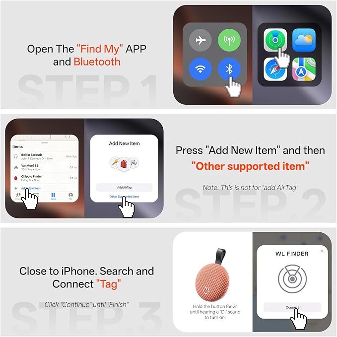 Air Tracker Tags-2 Pack, Bluetooth Tracker Works with Apple Find My (iOS Only), Smart Tag with Keychain, Item Finder for Luggage/Key/Suitcase/Pets/Wallet, Replaceable Battery (Gray)