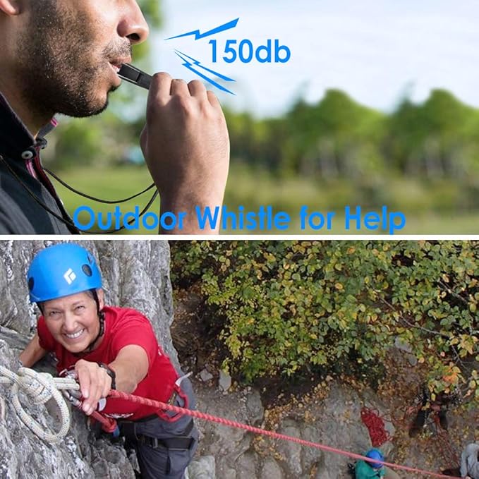 Signal Mirror 2 x 3 Inch, Military Grade Survival Mirror, 3 in 1 Hiking Camping Mirror with Compass and Whistle for Outdoor Adventure Emergency SOS Small Mirror