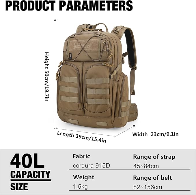Mardingtop 40L Molle Tactical Backpack,Military backpack for Men, Cordura Backpack for Hiking,Camping,Hunting