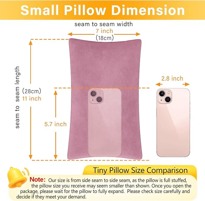 2 Pack Small Pillow, Memory Foam Mini Pillow 11 X 7 Inches for Travel, Sleeping, Nap and Neck, Knee, Lumbar Support, Tiny Cushion for Pet, Dogs (Purple)