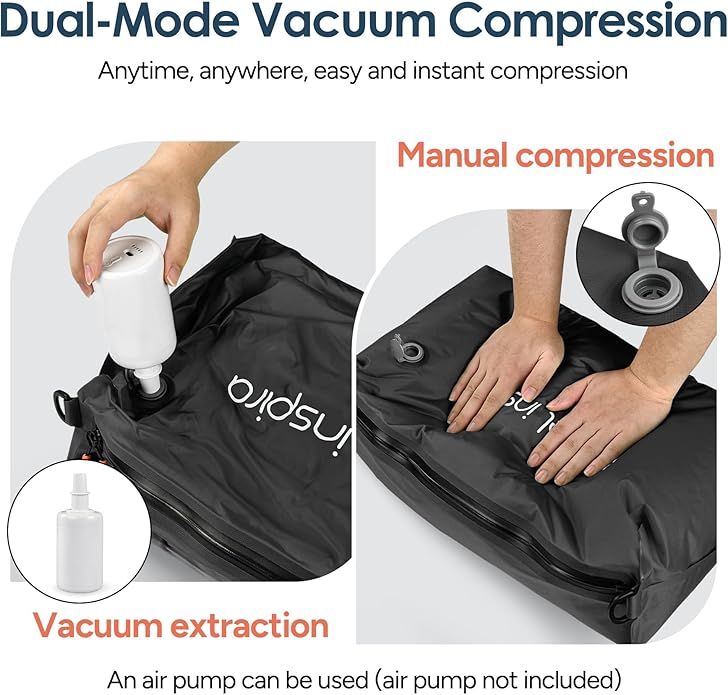 Vacuum Compression Bags IP67 Waterproof with Shoulder Strap Reusable Travel Space Saver for Carry On Suitcases and Backpack