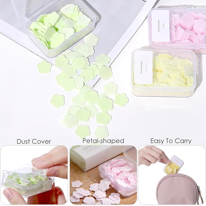 300pcs Portable Hand Washing Soap Sheets, Scented Mini Soap Sheets, Disposable Soluble Soap for Outdoor Travel, Camping, Hiking (Green)