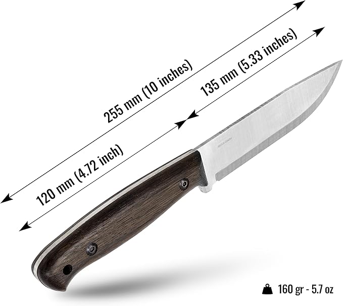 BPS Nighthawk Adventurer - Fixed-Blade Stainless Steel Survival Knife - Black Leather Sheath and Firestarter - Outdoor Full Tang Bushcraft Knife