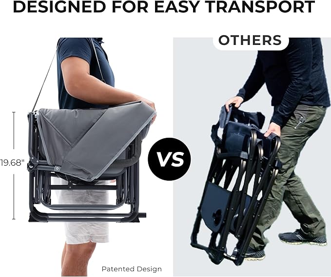 Oversized Double Portable Folding Director’s Loveseat Chair with Padded Backrest, Side Table | Outdoor Sports, Beach, Lawn, Hunting, Tailgating, Fishing| Supports 300 Lbs/Seat