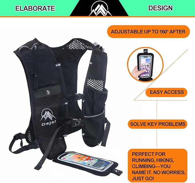 Running Vest for Women Men, Lightweight (194g/8 Bags) Hydration Backpack Phone Holder Vest for Hiking Trail Cycling Race Marathon Running Essentials