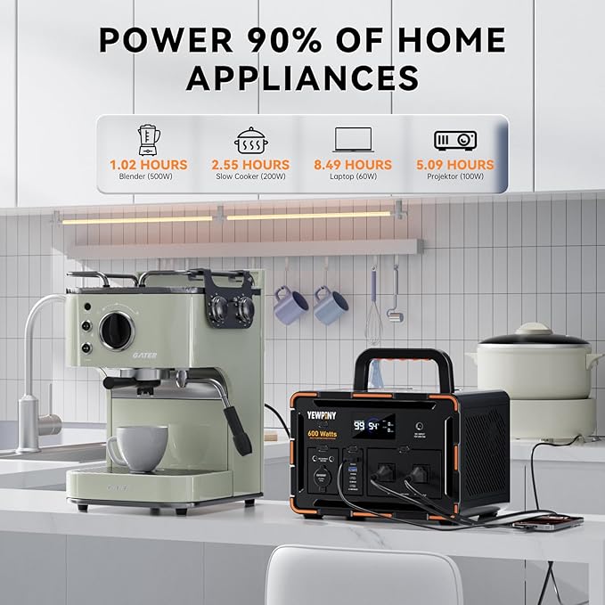600W Portable Power Station 599.4Wh Solar Generator, PD100W Fast Charging, 162000mAh Battery with LCD Display for Camping, RV Trips & Home Emergencies (2000+ Cycles)