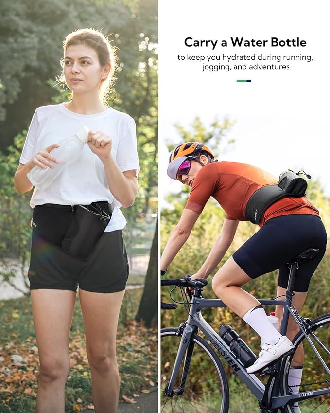 WATERFLY Running Water Bottle Belt: Hydration Fanny Pack Waist Bag for Women Men with Bottle Holder Hip Pack for Runners Walking Hiking Jogging (Bottle Not Included)