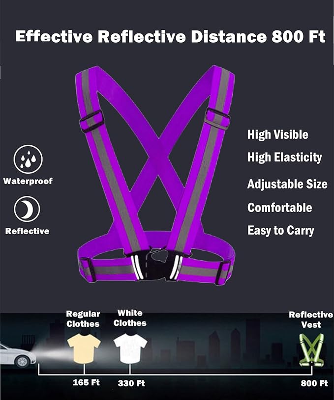 Reflective Running Vest 2-10 Pack, High Visibility Reflective Gear Night Cycling Safety Vest Strap for Men Women Kids