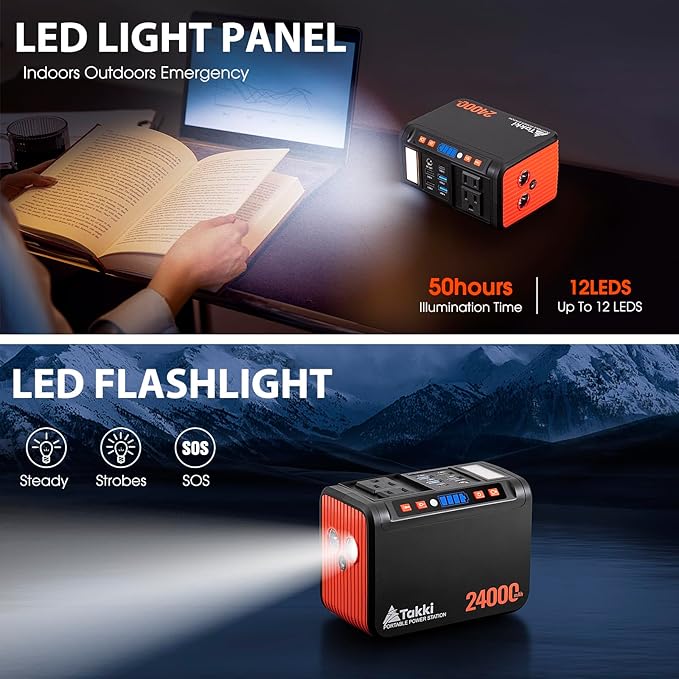Takki 88.8Wh Portable Power Station Lithium Battery Solar Generator Power Bank with 110V AC Outlet Battery Backup for Camping Home Use Emergency(Solar Panel Optional)