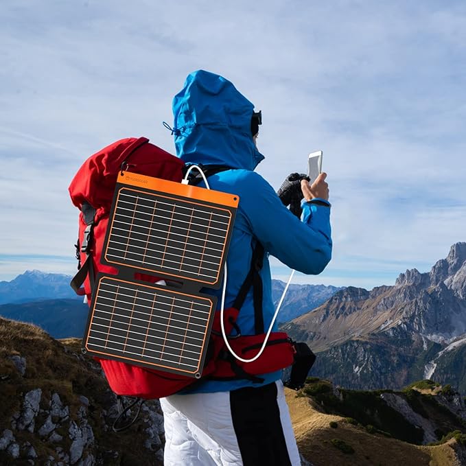 20W Small Solar Panel Charger 5V USB-A USB-C Foldable Portable Lightweight ETFE Power Emergency Panel IP67 Waterproof Hiking Camping Backpacking for Phones Tablets Power Bank