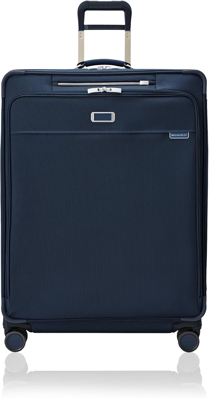 Briggs & Riley 31" Extra Large Expandable Spinner - Checked Luggage for Travel, Suitcases with Wheels, Softside Rolling Bag for Men & Women, Self-Repairing Zipper - Baseline Collection, Navy