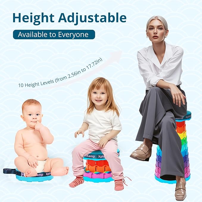 Retractable Folding Stool - Heavy Duty 400 lb Collapsible Portable Stool for Camping, Hiking, Fishing, Indoor/Outdoor with Non-Slip Base and Lightweight Design (Rainbow, 2-Pack)