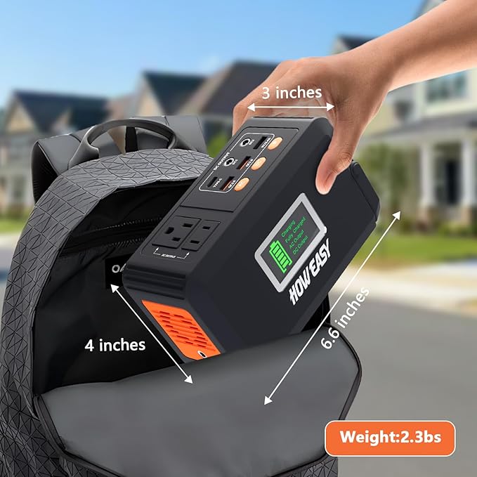 HOWEASY Portable Power Station, 88Wh Solar Generator, Lithium Battery Power with 110V AC 150W Peak Socket/DC/USB/LED Light for Outdoor Camping Trip Hunting Emergency