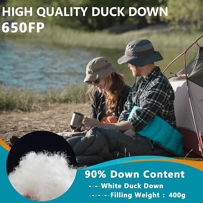 BISINNA 1.72lbs Ultralight Backpacking 650 Fill Power 32-50F Down Sleeping Bag for Adults and Kids - Ultra Lightweight and Compact Backpack Envelope Sleeping Bag for Hiking Camping