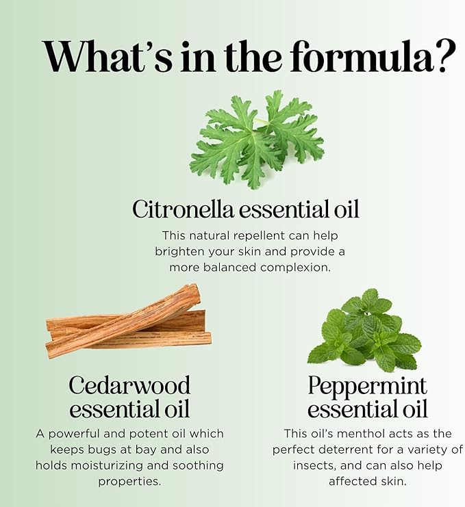 Natural Roll on Bug Repellent Stick - DEET Free Insect Repellent Stick for Kids & Adults for Ticks & Mosquitoes - Made with Citronella Rosemary & Lemongrass - Light Scent Vegan Cruelty Free (3 Pack)