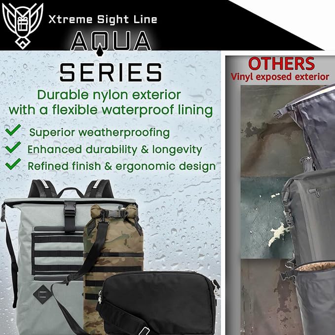 Xtreme Sight Line ~ AQUA RT Dry Bag~ Water-Proof Faraday Dry Bag for Laptops, Tablets, and Mid-Size Electronics ~ Small LITE Faraday Combo ~ Backwoods Camo