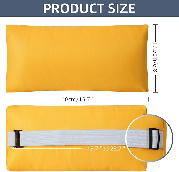 Headrest Pillow for Patio Chaise Lounge Chair, Outdoor Chaise Pillows with Adjustable Elastic Stripe Head Resting Pillows for Recliner Office Chair, Yellow