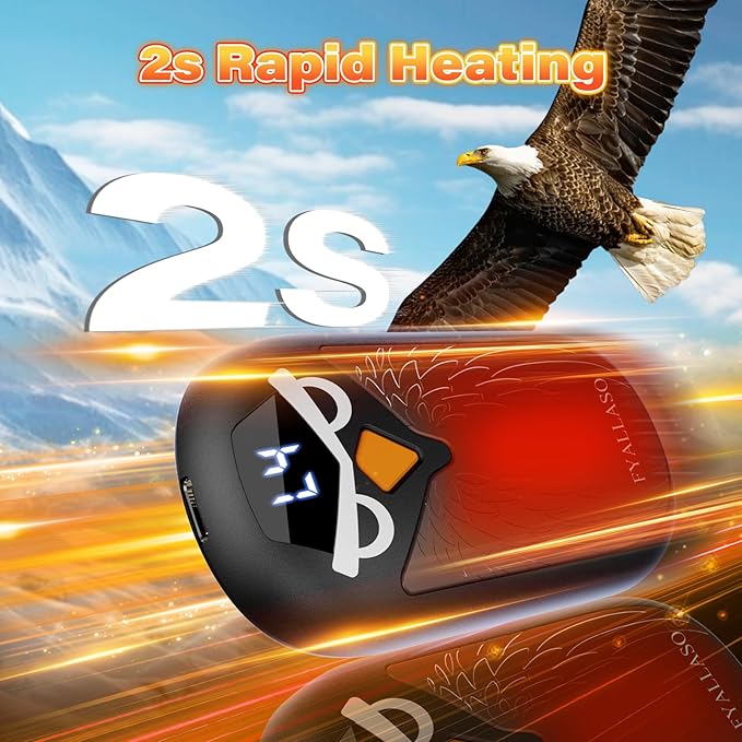 Magnetic Hand Warmers Rechargeable 2 Pack, Electric Reusable Heated Hand Warmer, LED Display & 4 Levels Heating, USB Pocket Heater for Golf, Raynauds, Camping, Hunting Gear, Gifts for Women, Men