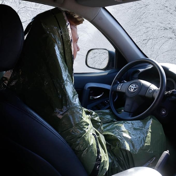 Survival Frog Tact Bivvy 2.0 Emergency Sleeping Bag w/Stuff Sack, Carabiner, Survival Whistle, ParaTinder - Compact, Lightweight, Waterproof, Reusable, Thermal Bivy Sack Cover, Shelter Kit