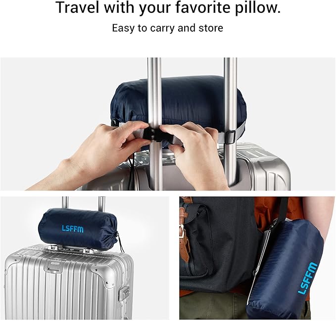 Travel & Camping Memory Foam Pillow, Travel Essentials, Hammock Pillows with Double-Layered Pillow Cover, Easy to Clean, Compact Travel Pillows for Sleeping (Grey)