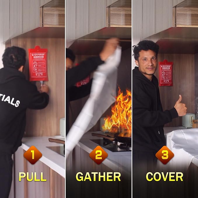 Emergency Fire Blanket for Home and Kitchen- White-A 2Pack39.3 x39.3 Fiberglass Fire Blankets Emergency for House Fireplace, Grill, BBQ,Camping Car,Ship,Warehouse Emergency Survival Safety