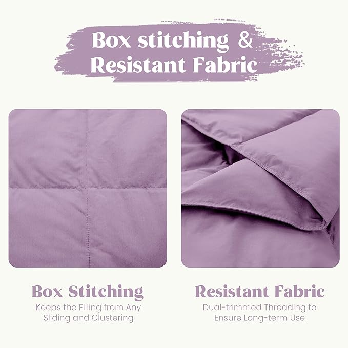 puredown® Soft Feather Down Throw Blanket Lightweight Packable Couch Throw for Indoor and Outdoor Use, 50"X70",Lavender