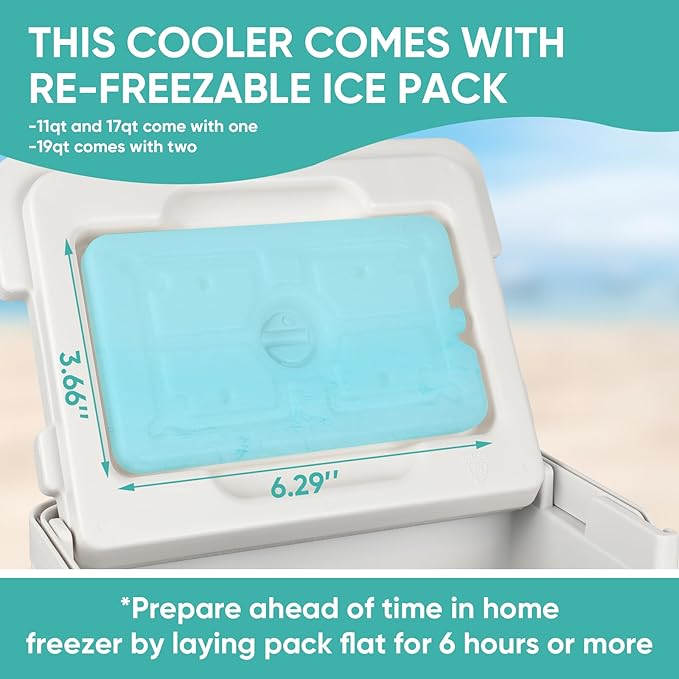11Qt 19Qt Insulated Portable Cooler Leak-Proof Ice Chest Lunch Box Hard Coolers with Extra Ice Pack for BBQ, Camping, Pincnic