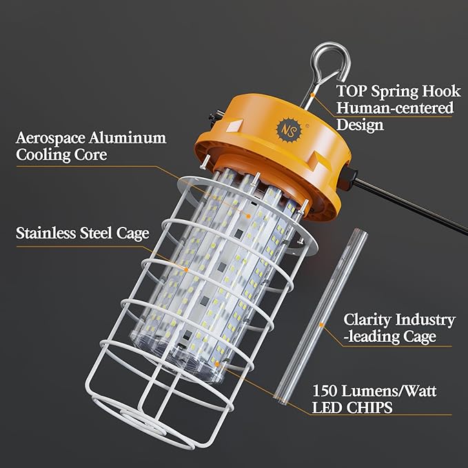 15000LM 100W LED Work Light with 360° Coverage | ETL/UL Certified | Daisy Chain 30 Units | Alternative to 1300W Incandescent HID/HPS | 14.76FT Power Cord with US Plug