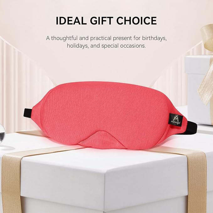 Mavogel Cotton Sleep Mask - Breathable Light Blocking Sleep Eye Mask, Soft Comfortable Night Sleeping Mask for Men Women, Eye Cover for Travel/Shift Work/Nap, Includes Travel Pouch (Vermilion Red)