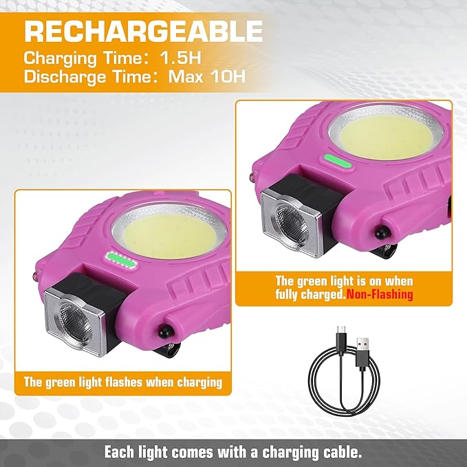 EverBrite Keychain Work Light, Hat Clip Light, Mini Rechargeable Magnetic Keychain Light with Sensor Mode, Versatile Small Keychain Flashlights, Portable, Waterproof for Camping, Hiking, 6 Modes, Pink