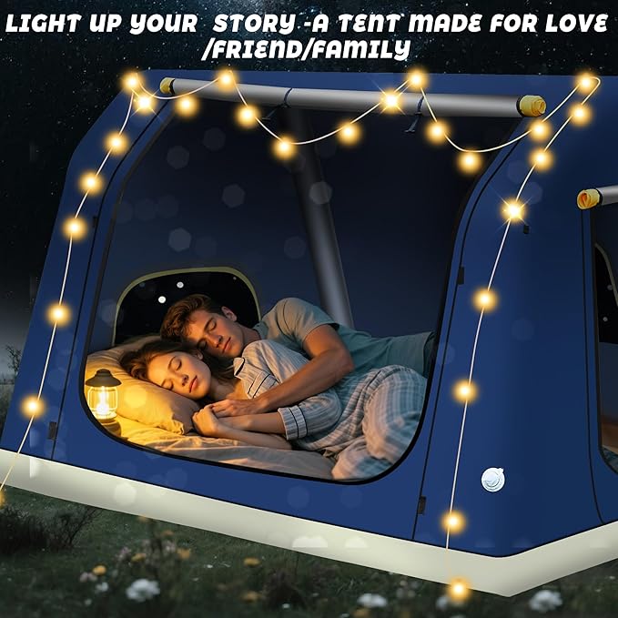 2-4 Person Inflatable Camping Tent | 60 Second Setup | 4 Season Waterproof (PU3000 Oxford) | All Weather Tent for Romantic Dates, Fall/Winter Camping, Hunting & Fishing