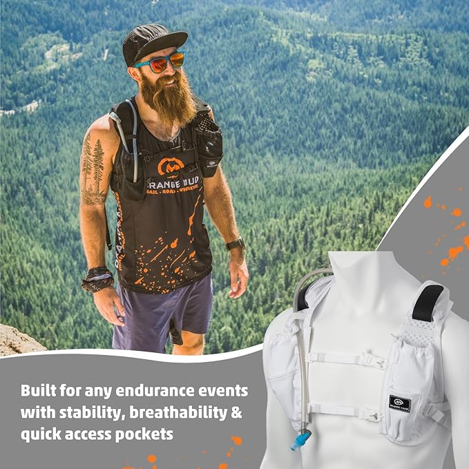Orange Mud Endurance Pack V3.0 Running Vest – 2L Hydration Backpack for Trail Running, Hiking & Cycling – Lightweight, Breathable Mesh, Gear Pockets, Trekking Pole Loops