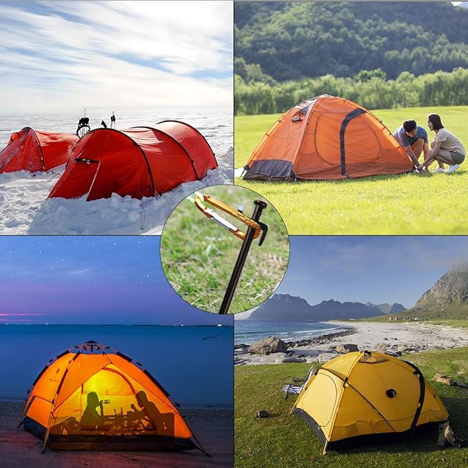 Heavy Duty Steel Tent Stakes - Tarp Pegs Camping Stakes for Outdoor Camping Canopy and tarp, 12 inch 8/10/12PC Pack