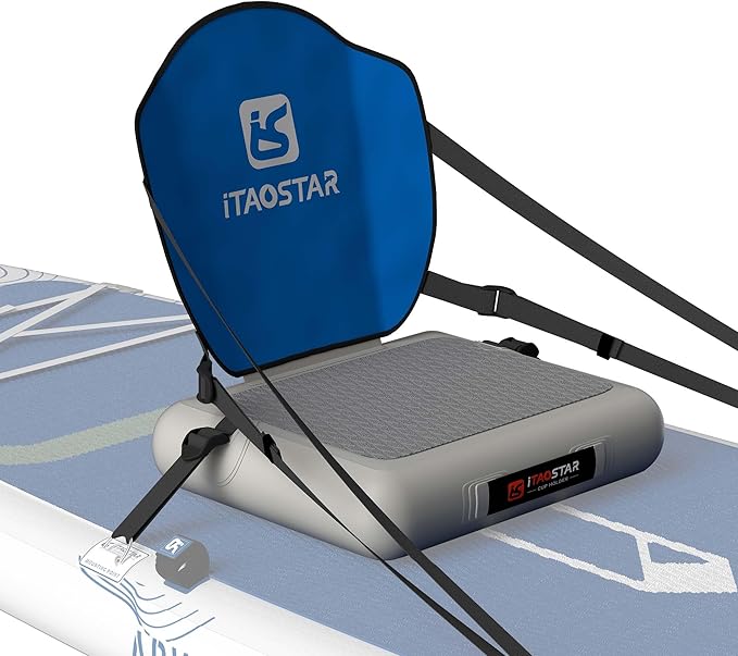 Inflatable SUP Seat with Backrest - Premium Paddle Board Chair for Surfboard, Kayak & Boat, Comfortable Blow Up Seat for Adults & Kids, Lightweight SUP Accessories for Versatile Use