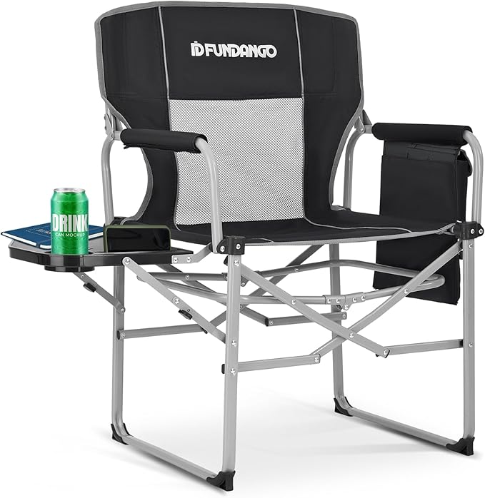 FUNDANGO Camping Director Chair for Adults, Foldable Portable Chair Outdoor Folding for Outside, Backyard, Patio, Lawn, Garden