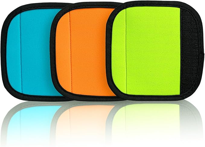HEYSKAY 3pcs Neoprene Luggage Handle Wrap for Suitcase Identifier Travel Bag Wraps Luggage ID Tags Door Handle Protection Sleeve Cover (Orange/Green/Blue)